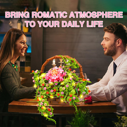 Juego De Construcción De Ramo De Flores Con Luz Led