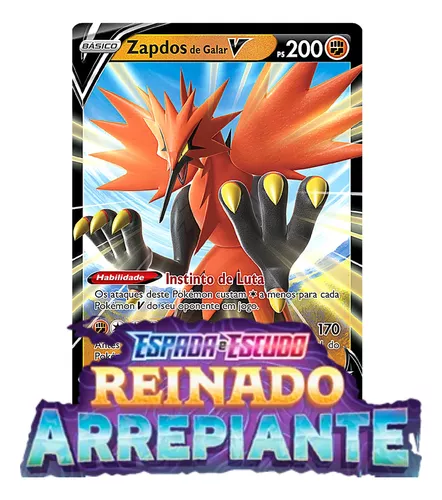 Carta Pokémon Zapdos De Galar V Reinado Arrepiante + Brinde