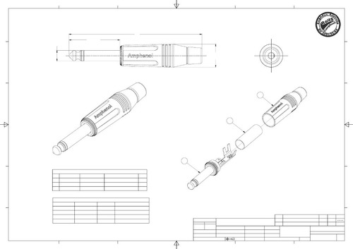 Imagen 2 de 4 de Ficha Conector Acpmgn Plug 6.5 Mono Amphenol Profesional