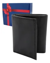 Comprar CM Carteras México Cartera Hombre Piel Genuina Triple Compacta Interiores Tela Regalo Negro