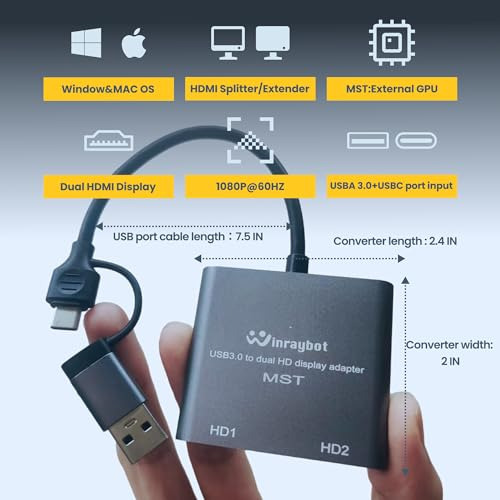 Adaptador Usb A Hdmi, Usb A Hdmi Para Adaptador De Doble Mon