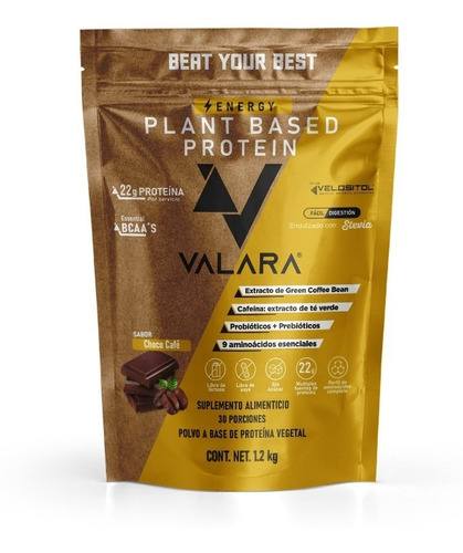 Suplemento En Polvo Plant Based Protein Valara Proteína Vegana 1.2kg Sabor Café Sabor Choco Café