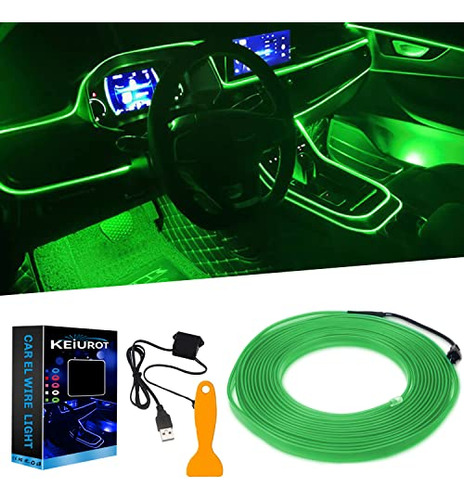 El Wire Lights For Car, Green El Wire Car Interior Neon Ligh