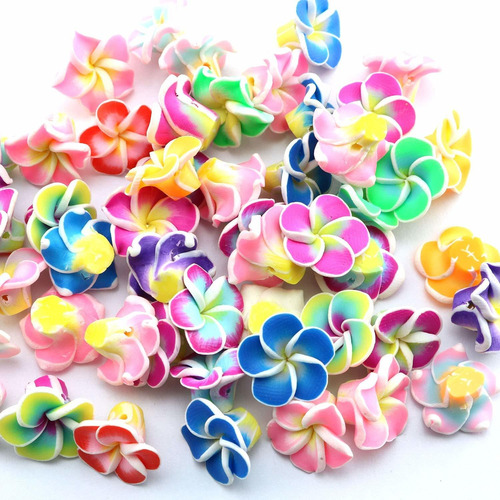 Plumeria Bead 50pcs 16mm 5leaves Mix Polymer Fimo Clay ...