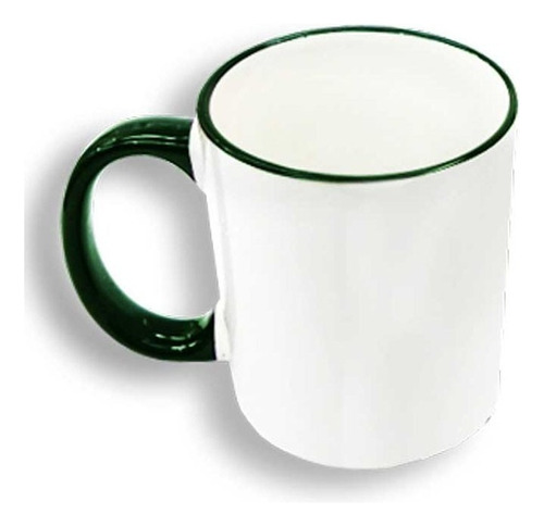 6pz Taza Blanca Con Asa De Color Para Sublimación 11oz 9.5cm Color Verde