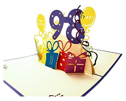 Tarjeta De Feliz Cumpleaños 98 Regalos 3d Noventa ...