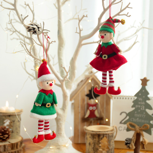 Lindo Muñeco Elfo De Navidad Colgante De Árbol De Navidad