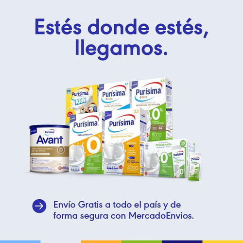 Imagen 6 de 9 de Leche En Polvo Deslactosada Purísima X 400g Pack X6 Unidades