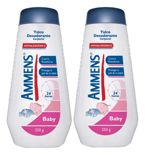4 Talco Corporal Ammens 250g Fresco Aroma + Baby