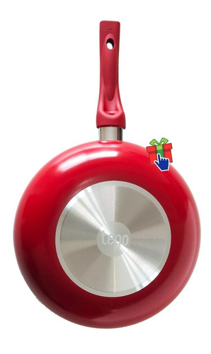 Imagen 3 de 7 de Wok Rojo Teflón Tego Antiadherente 28cm Con Mango Frio