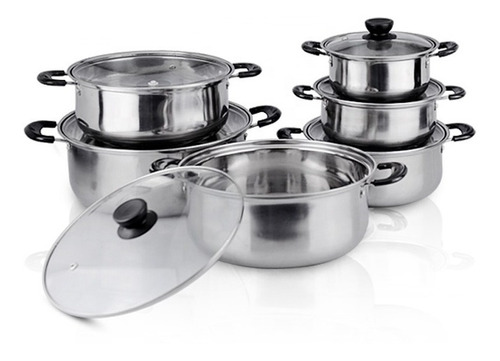 Juego Ollas Cocina X6 Cacerolas Kit Set Acero Inoxidable