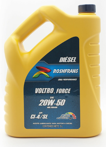 Aceite Para Motor Diesel Roshfrans Ci-4/sl Voltro 20w50 5 L