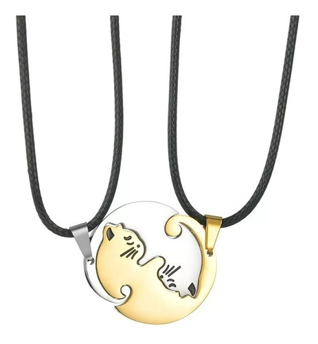 Imagen 8 de 10 de Collar Pareja Novios Gatos Corazon San Valentín Regalo Amor