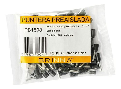 Puntera Tubular Tiff Brinna Terminal Aislado 1,5mm X100