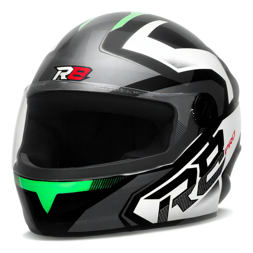 Capacete Para Moto Liberty R8 Pro Brilhante Fechado Protork Cor Preto - Verde Tamanho do capacete 58