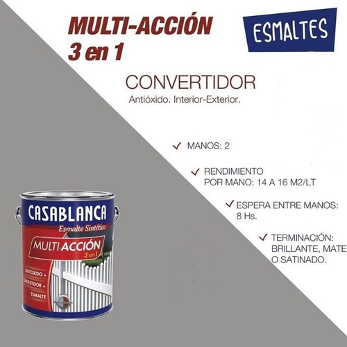 Imagen 2 de 6 de Esmalte + Convertidor + Antioxido 3 En 1 Negro X 4 Lts