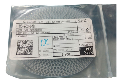 Capacitor Tdk P/n C2012x7r1c475k125ab Rolo C/ 1.000 Un