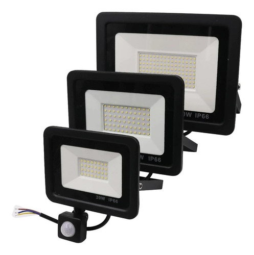 Foco Led Exterior Con Sensor Movimiento 20w Ip66 / 003162 Color De La Carcasa Negro Color De La Luz Blanco Frío-003162 B13 110v/220v