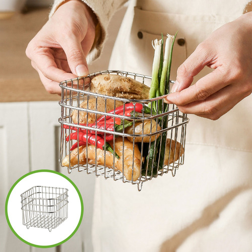 Cesta De Armazenamento De Cebola E Alho Em Aço Inoxidável 30
