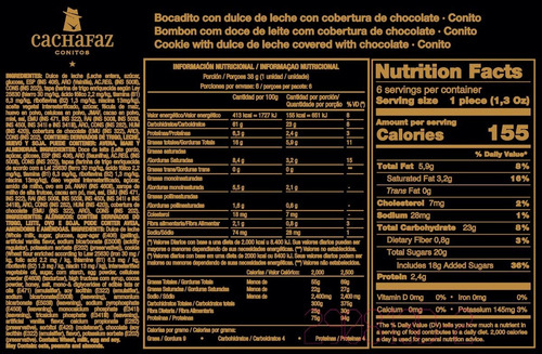 Imagen 4 de 4 de Conito Cachafaz Relleno Con Dulce De Leche (6 Un.)