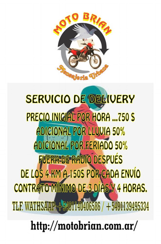 Imagen 6 de 10 de Mensajería C/priv En Moto Env.flex/delívery Motobrian.com.ar
