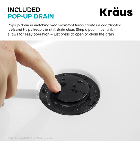 Kraus Indy Grifo De Baño Negro Mate Para Fregadero De Barco