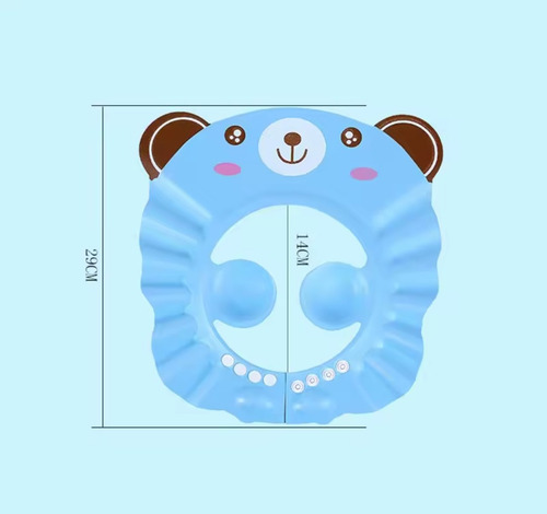 Gorro Protector Para Bañar Bebes Anti Salpicaduras Ajustable Rosa Osito