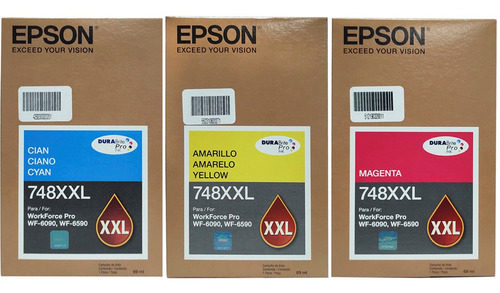  Set 3 Tintas Epson   Para  Wf6090,wf6590 748xxl  A,c Y M