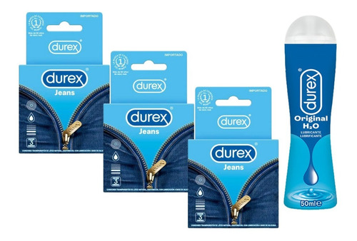 Durex Jeans Pack 9 Condones + 1 Lubricante Original 50 Ml.