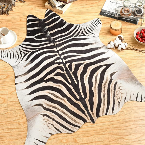 Jinchan Zebra Área De Impresión Alfombra Piel De Vaca De Pie