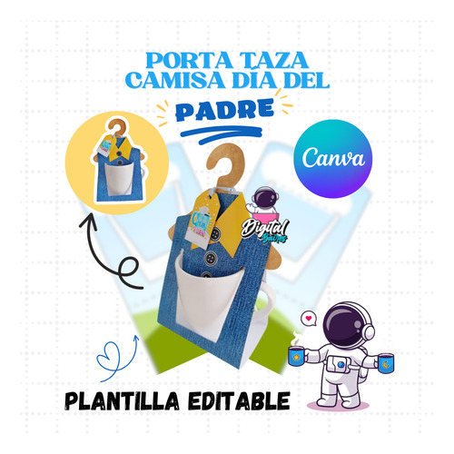 Plantilla Editable En Canva Porta Taza Dia Del Padre Camisa