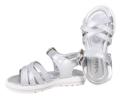 Huarache Sandalia Blasito Niña Plata Hebilla