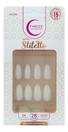 Unhas Postiças Stiletto Natural Ue1200 Fhaces