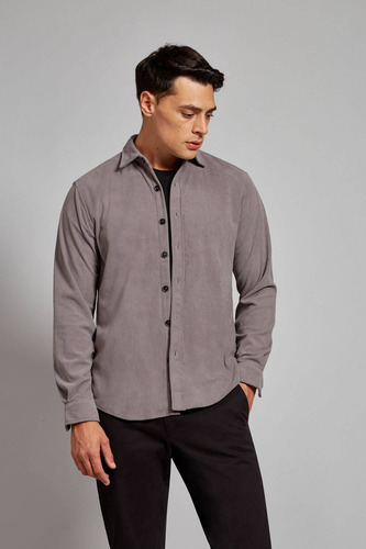 Camisa Devré Casual Corderoy Gris Hombre 42d000417004