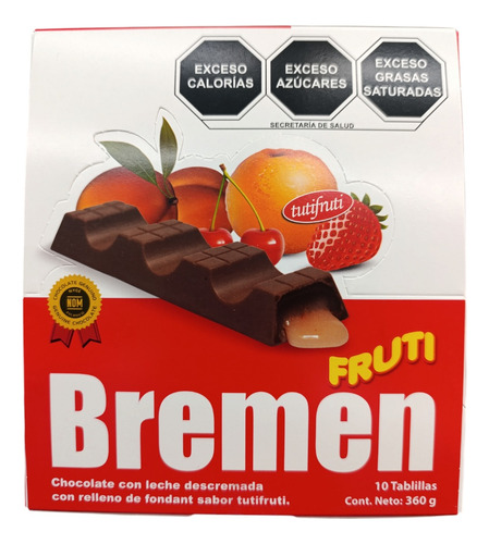 Chocolate Relleno Fondant Tutifruti 4 Caja 10pz C/u De 36g