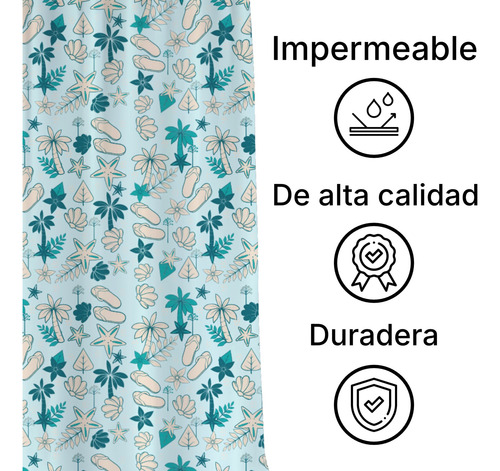 Cortina De Baño Lavable Impermeable Diseños Varios Palmeras Playa