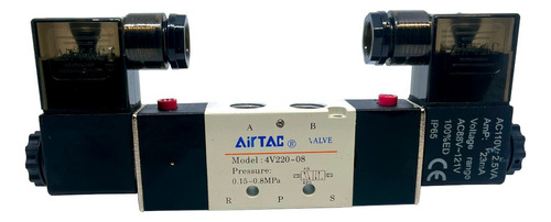 Valvula Neumatica Airtac 4v220-08 5/2 110v Ac Doble Bobina