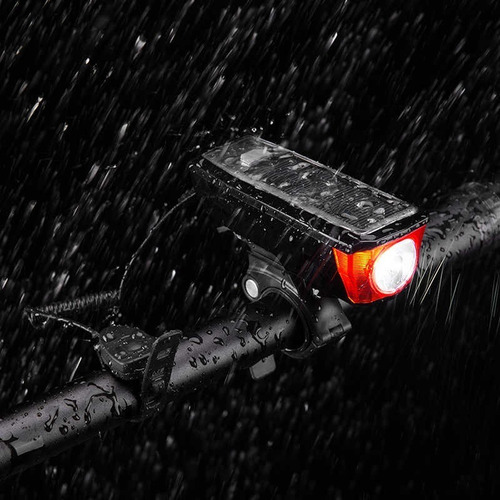 Imagen 4 de 6 de Usb Luz Solar Recargable Bici Faro Moto Ilumina Clacson