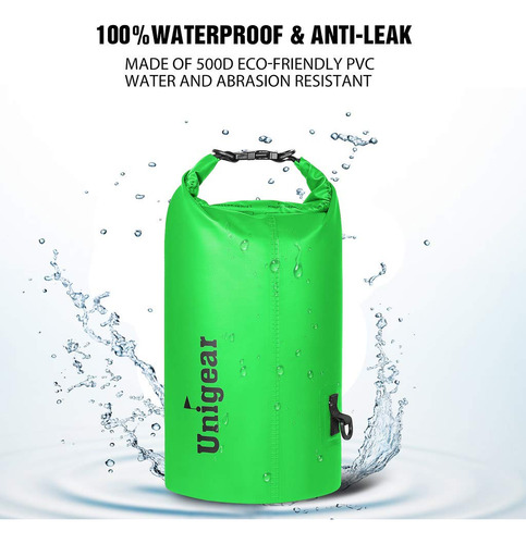 Bolsa Impermeable Unigear Para Kayak Canotaje Y Pesca 40l Verde