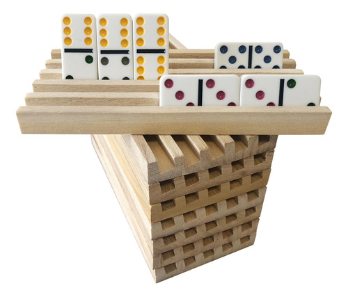 Juego De 8 Bandejas De Soporte De Madera Para Rummy Chickenf