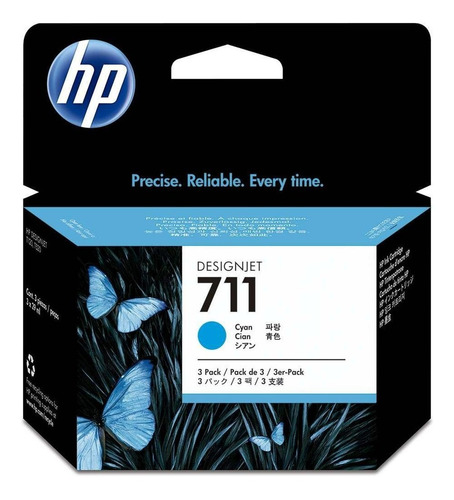 Kit Com 3 Cartuchos De Tinta 711 Ciano Hp T120 T130 T520 530
