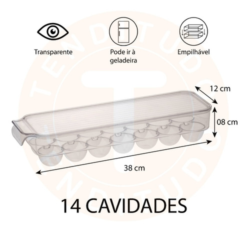 Imagem 2 de 6 de Porta Ovos Organizador Com Tampa 14 Un Geladeira Empilhável