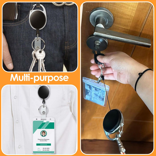2 Piezas Portatarjetas Retráctiles Con Clip, Soporte De