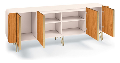 Balcão Buffet Com Cristaleira Alvora H01 Off White/cinamomo