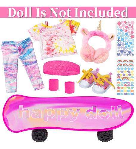 Elemento De Unicornio 9 Pcs 18 Pulgadas Doll Skateboard Jueg
