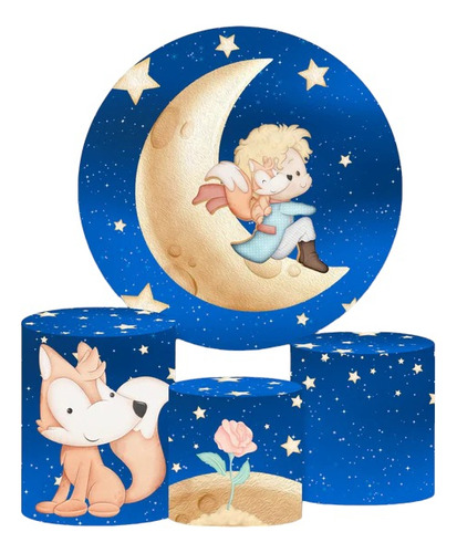 Funda Principito Tela Sublimada Mampara 1.5m Y 3 Cilindros
