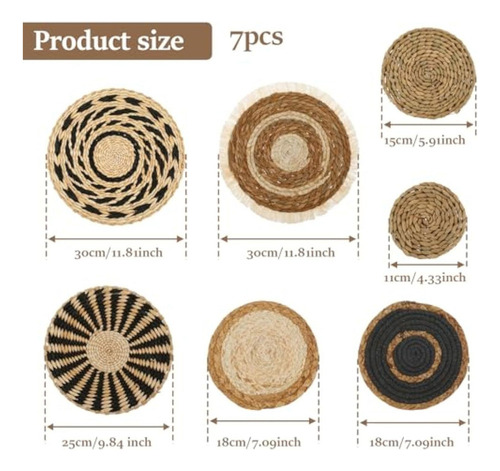 7pcs/set Redondas Bohemias Tejidas Para Pared Decoración