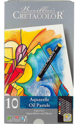 Giz Pastel Oleoso Aquarelavel Aqua Stic 10 Cores Cretacolor