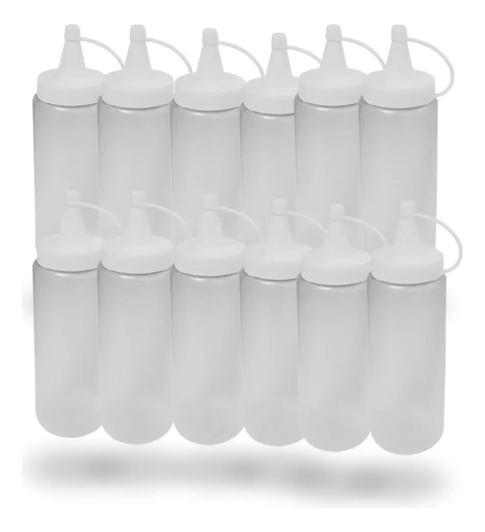 Bisnaga Para Molho Ketchup Maionese Mostarda 200ml 12 Un Cor Branco