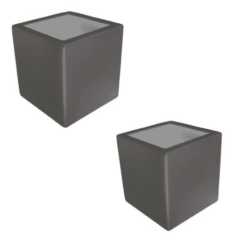 2 Macetas Artesanal Mod Cubo De Fibra De Vidrio 40x40